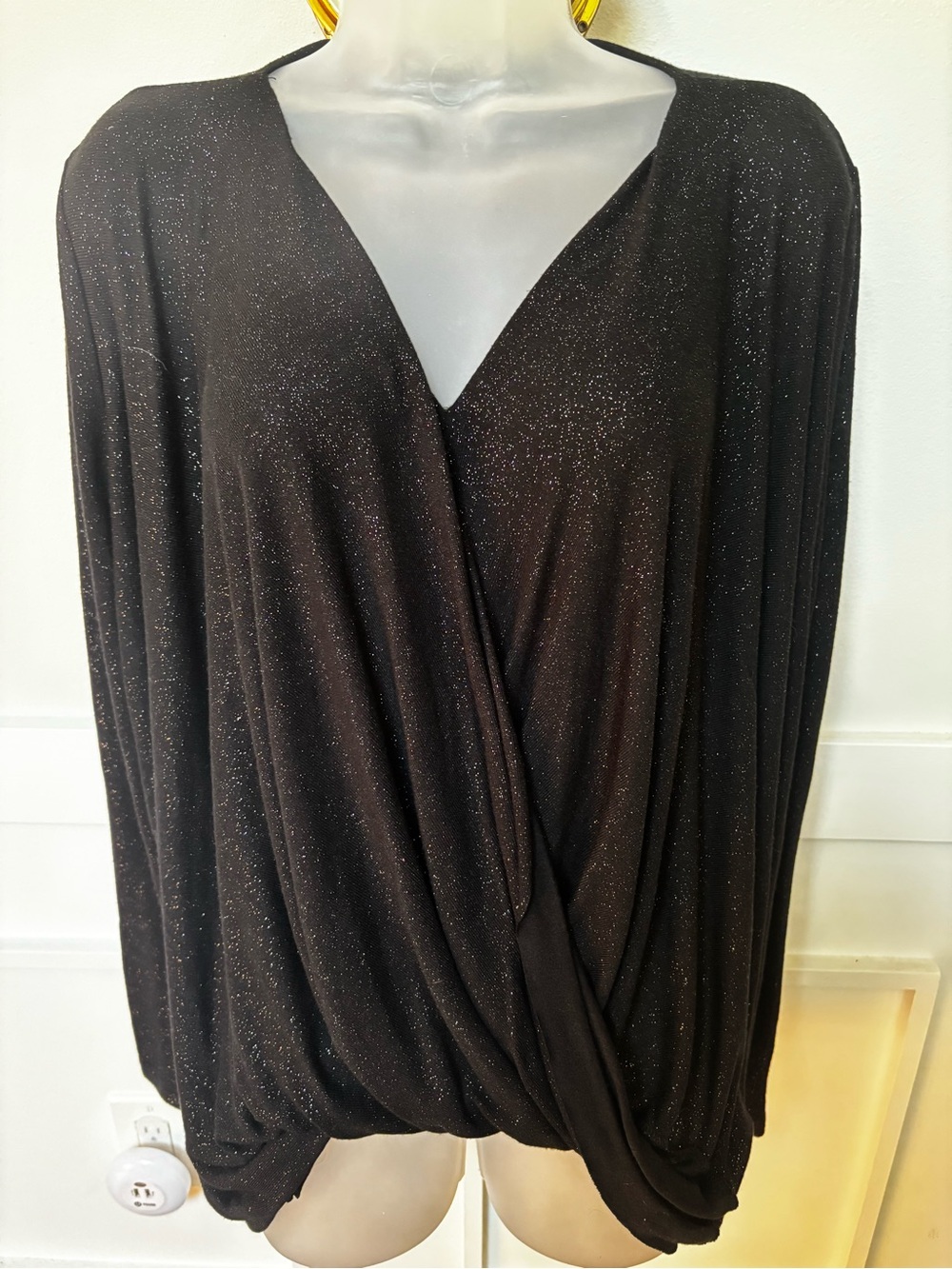Vero Moda cross front top co-ord in black glitter size small
